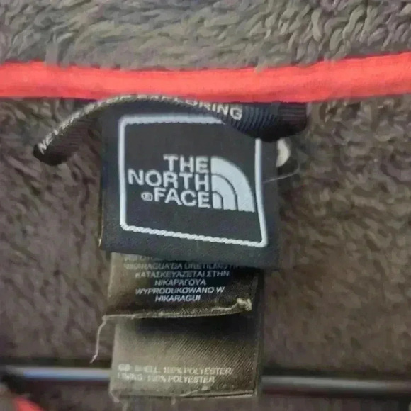 The North Face, fluffy zip up jacket, green and orange, size large - Picture 2 of 8